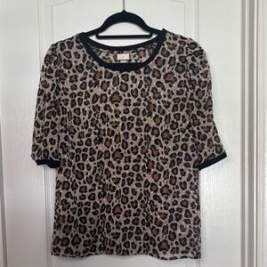 a new day Leopard Print Short Sleeve Tee in Beige, Brown and Black